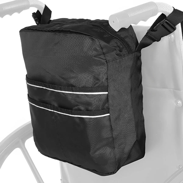 Wheelchair Bag Waterproof Wheelchair Pouch with Secure Reflective Strip Large Capacity Multifunctional Disabled Aid Carry Bag