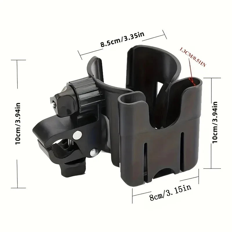 2-In-1 Universal Stroller Water Cup Holder with Phone Holder, Universal Bottle Holder for Wheelchair Stroller Accessories