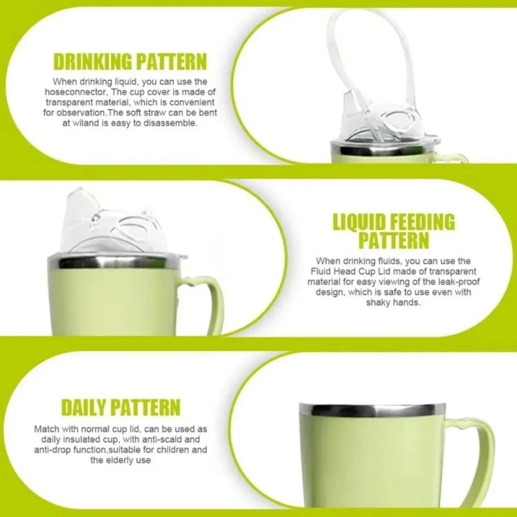 Creative 350Ml Drinking Aids Sippy Cup Stainless Steel anti Choke Straw Cup Easy-Clean Spill Proof Elderly Feeding Cup