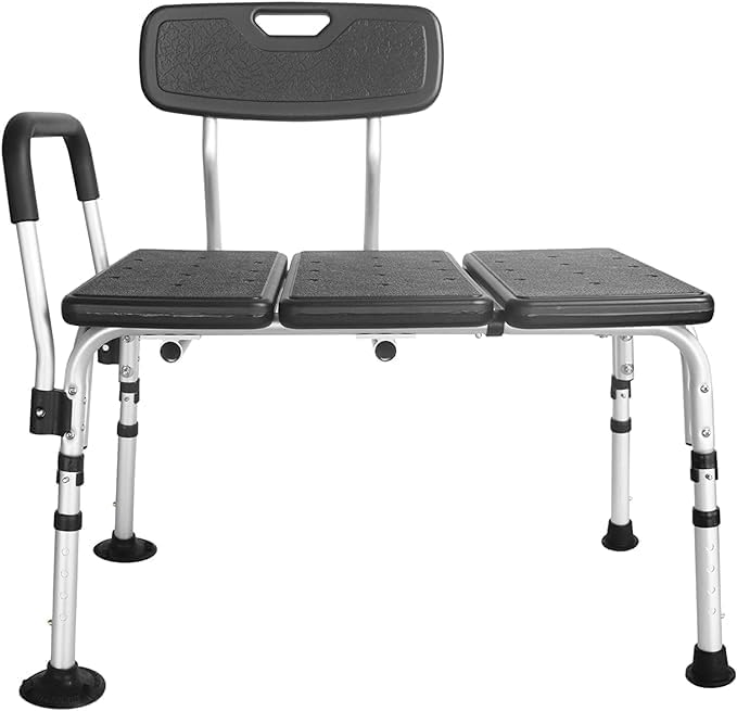 Bath Transfer Bench, Seat for Elderly and Disabled, Black