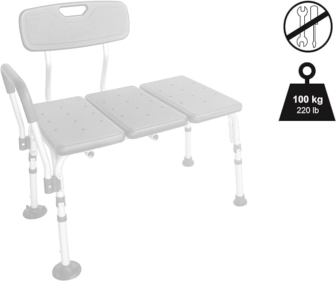 Bath Transfer Bench, Seat for Elderly and Disabled, Black