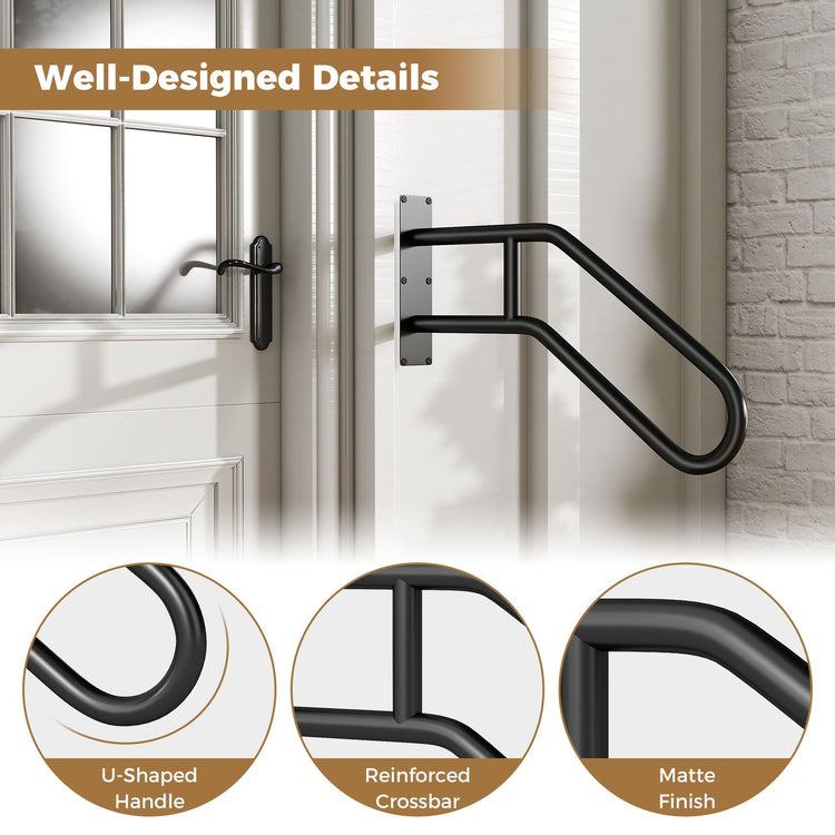 U-Shape Safety Handrail with Matte Finish for Elderly Kids