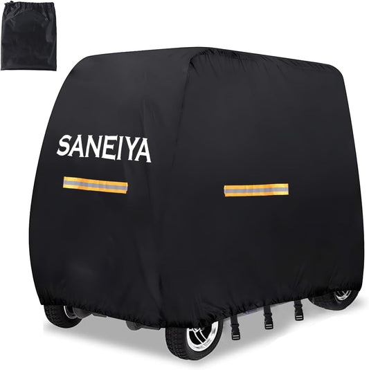 Mobility Scooter Covers for outside Storage, 420D Oxford Fabric Scooter Rain Cover Waterproof, Elastic Strap and Reflective Strips, 3 Buckles with Storage Bag (144 * 68 * 99Cm)