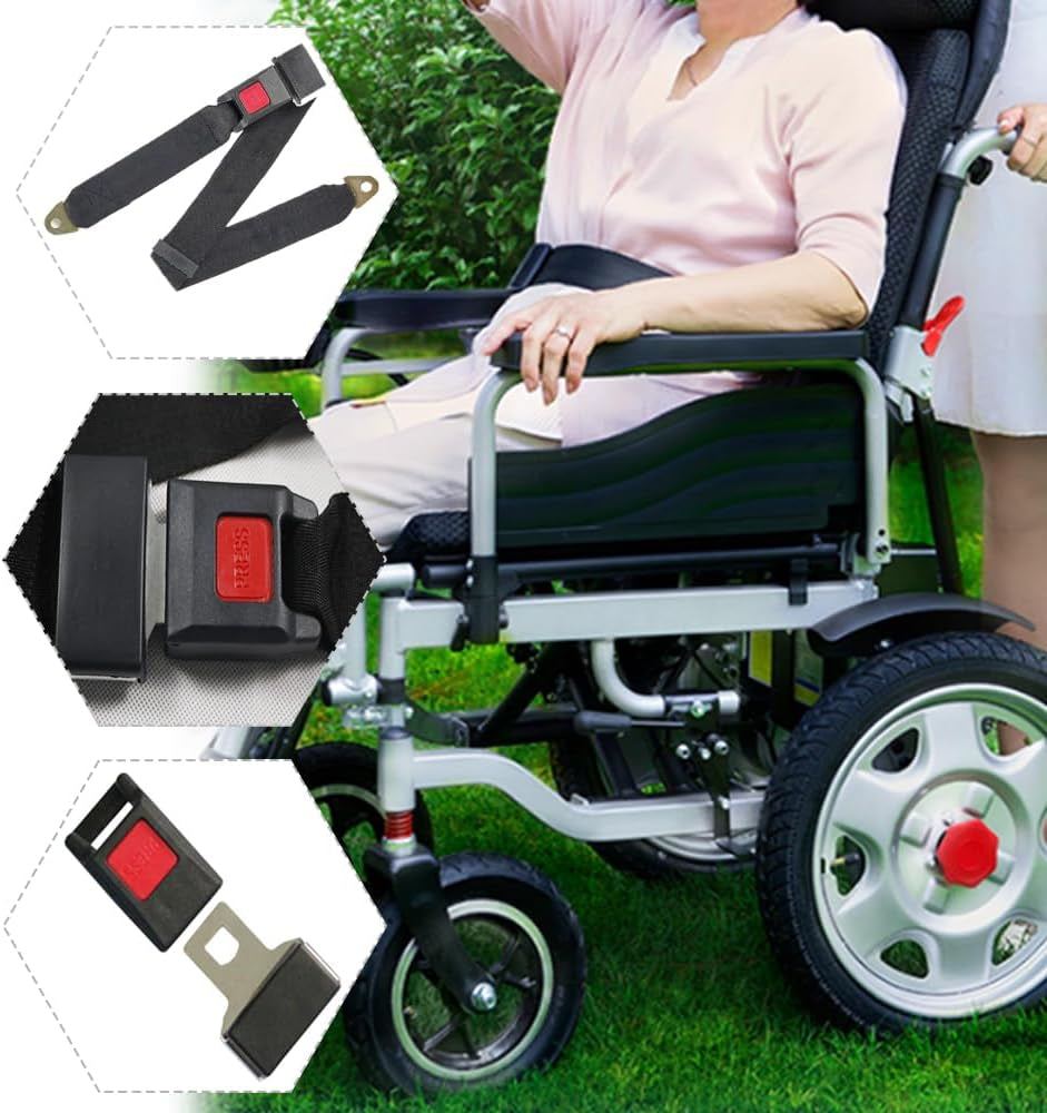 Wheelchair Seat Belt for Elderly & Disabled - Electric Scooters Replacement Band Accessory, Adjustable up to 45"L