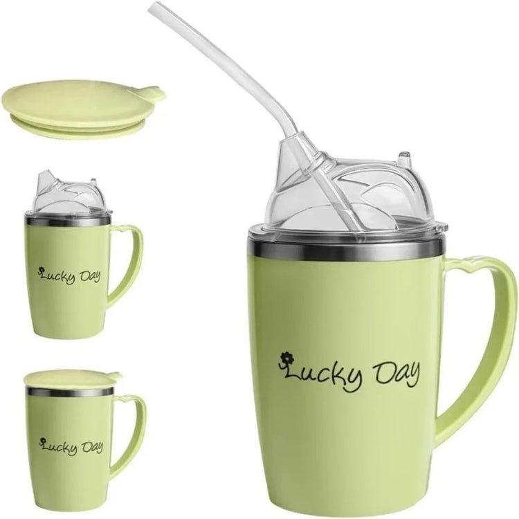 Creative 350Ml Drinking Aids Sippy Cup Stainless Steel anti Choke Straw Cup Easy-Clean Spill Proof Elderly Feeding Cup