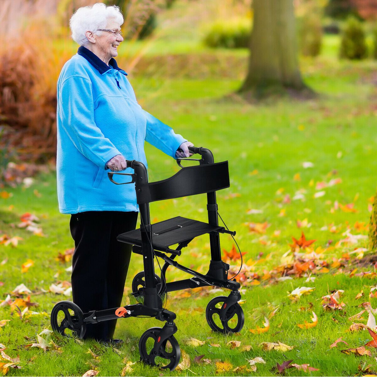 Lightweight Aluminium Folding Walking Mobility Aid with 4 Wheels