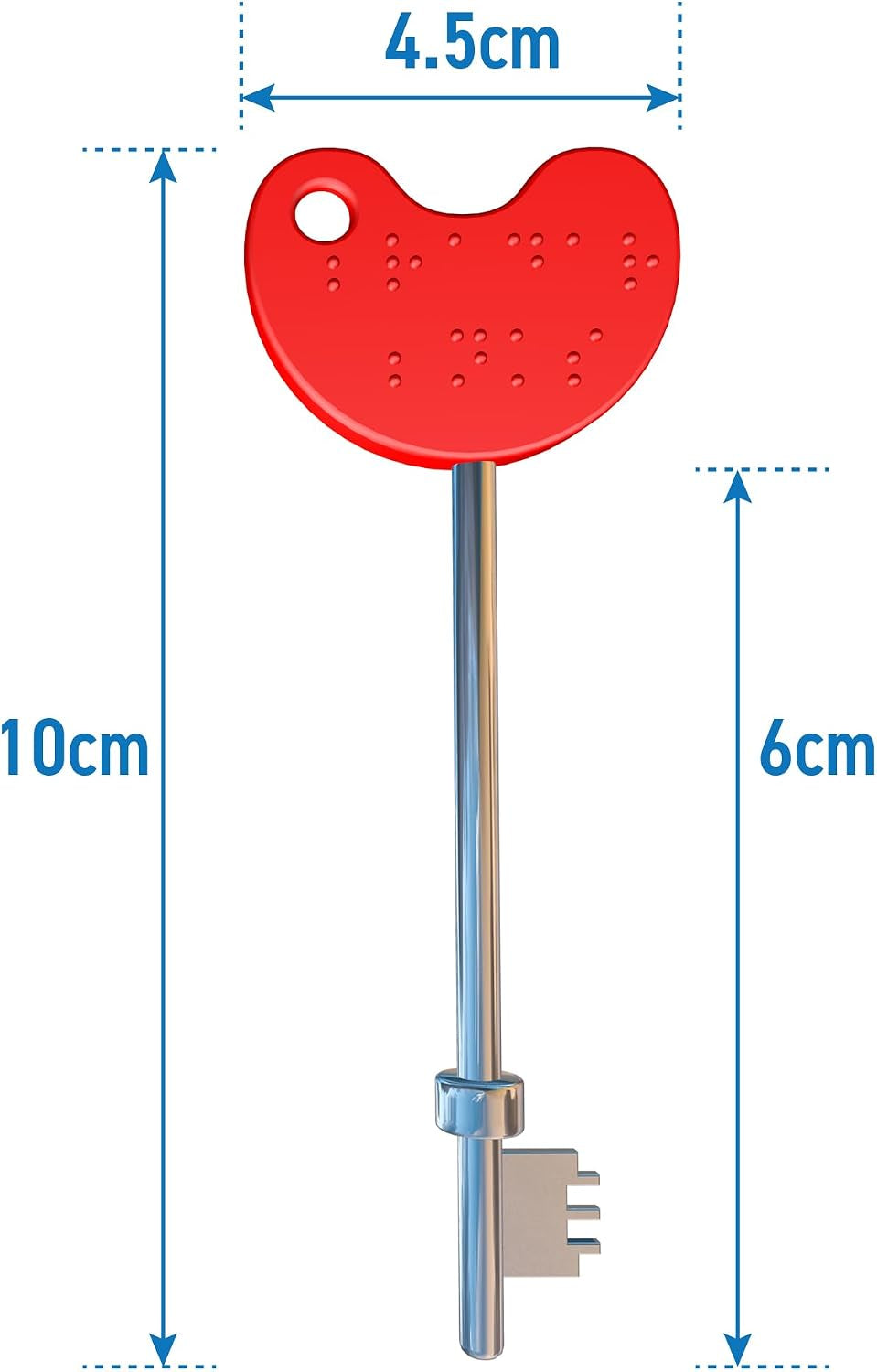NKS Radar Key with Easy Grip for Disabled Access | Red Plastic Head with Braille, Steel Key – Unlocks 10000+ Secure Toilets across UK