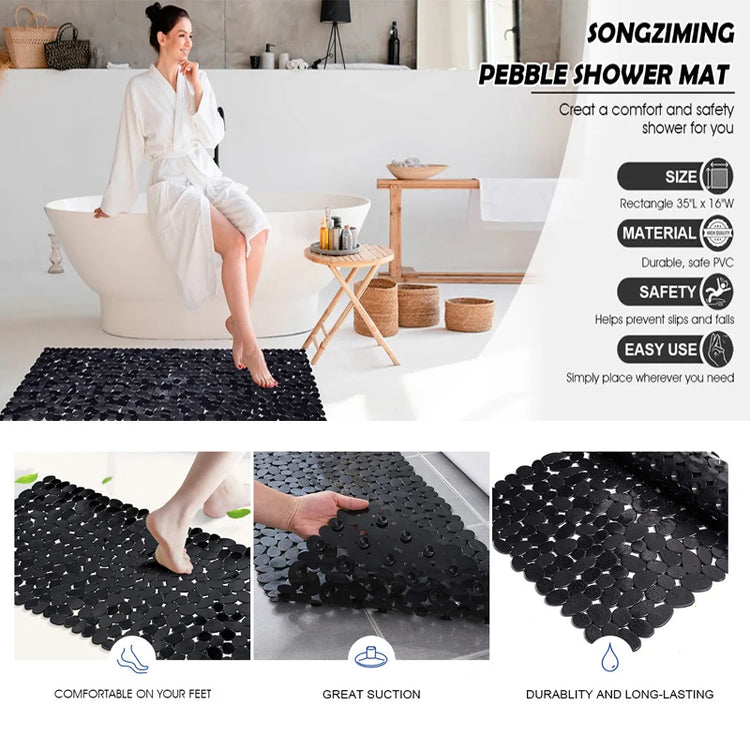 Non-Slip PVC Bathroom Mat with Suction Cups for Safety Waterproof Slip-Resistant Bathroom Floor Shower Mats Bathtub beside Mat