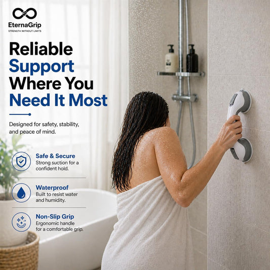 Suction Grab Rails for Bathroom – Shower Handle for Elderly, Strong Locking Suction Shower Grab Rail, Bathroom Safety Hand Rail, Portable Bath Handle for Shower & Bathroom Support