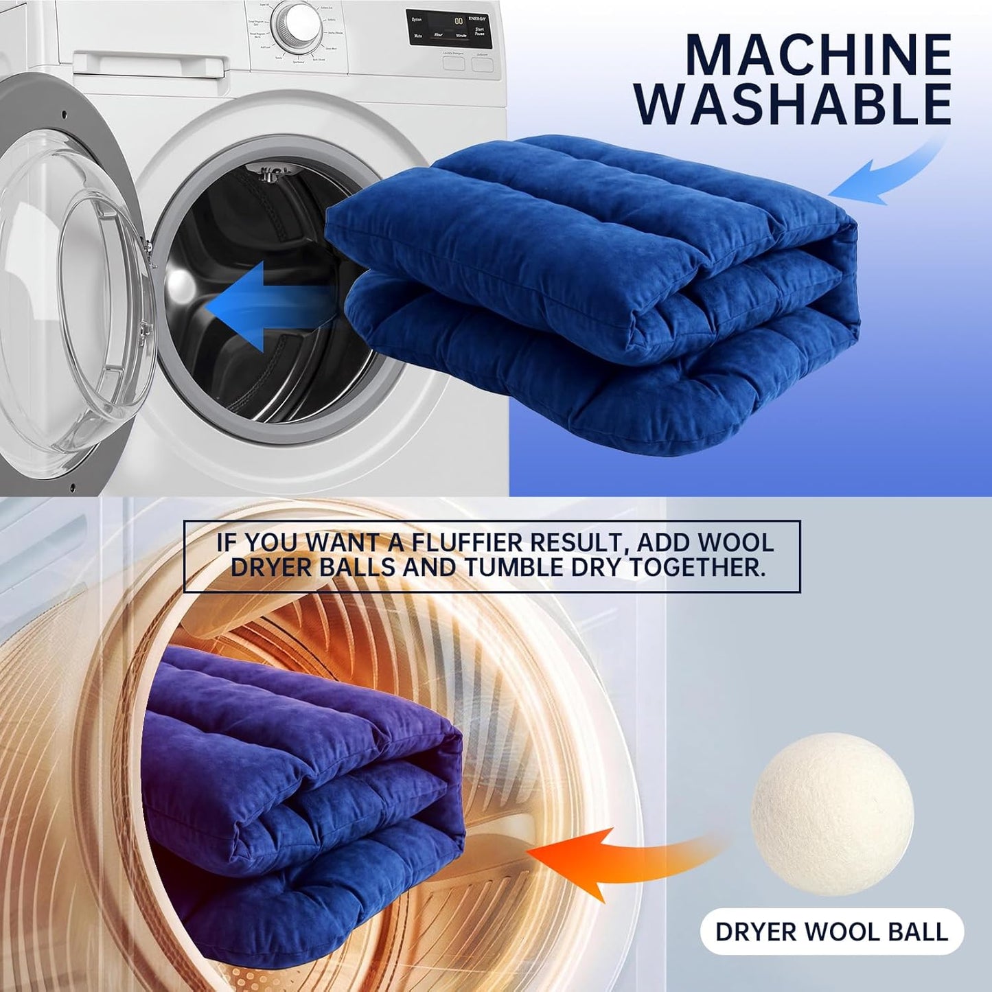 Wheelchair Cushion Soft Accessories Helps Prevent Pressure Armrest Covers and Supports Coccyx& Back,Non- Slip, Suitable for Wheelchair with 16'' Length Armrest (Blue)