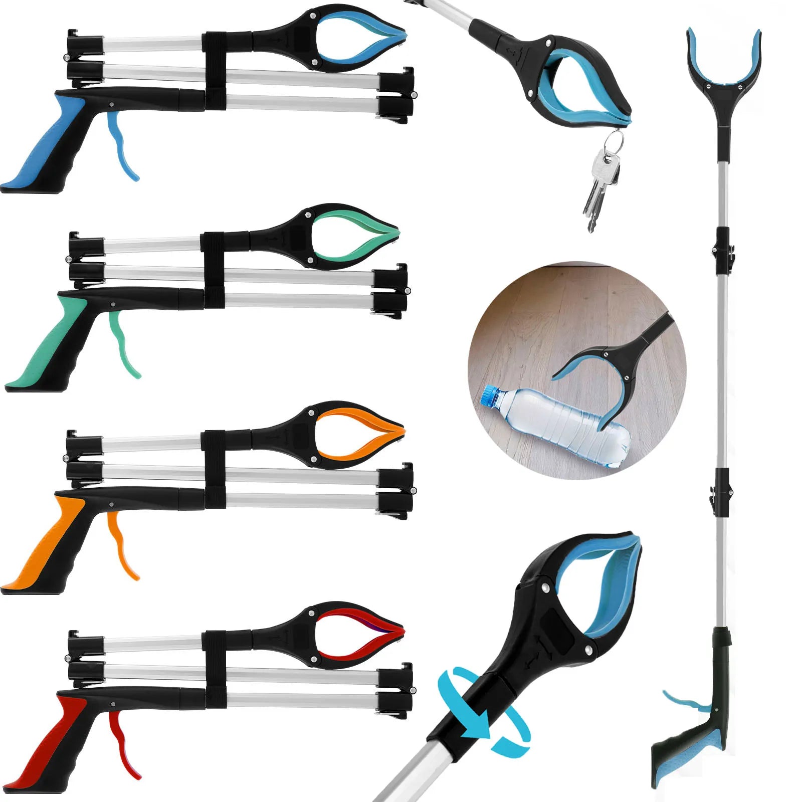 Garbage Picker Gripper with 360 ° Rotating Clip Foldable Gripper Extender Hand Tools Litter Reachers Picker with Non-Slip Jaw