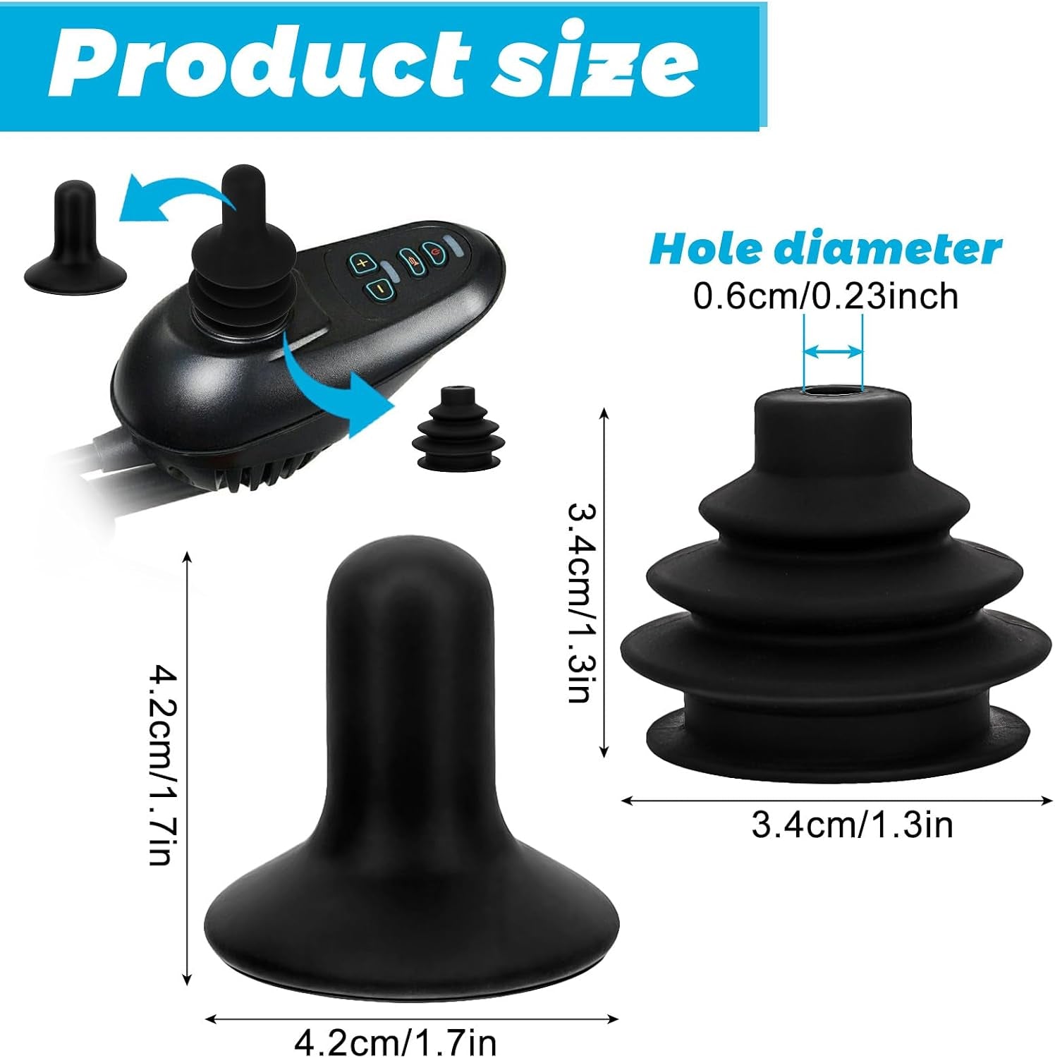 2Styles Electric Wheelchair Joystick Button Cap, Rubber Wheelchair Controller Protective Cover, Universal Power Chair Knobs Protector Wheel Chair Control Knob Covers for Mobility Scooter Accessories