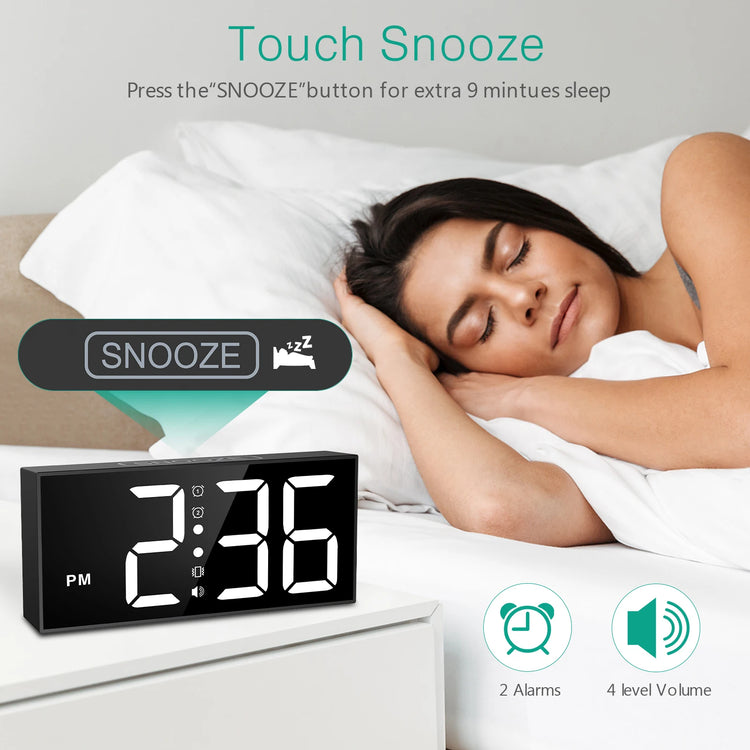 Vibrating Alarm Clock 7.5'' Large Display LED Clock Loud Alarm Clock with Bed Shaker for Heavy Sleepers Hearing Impaired