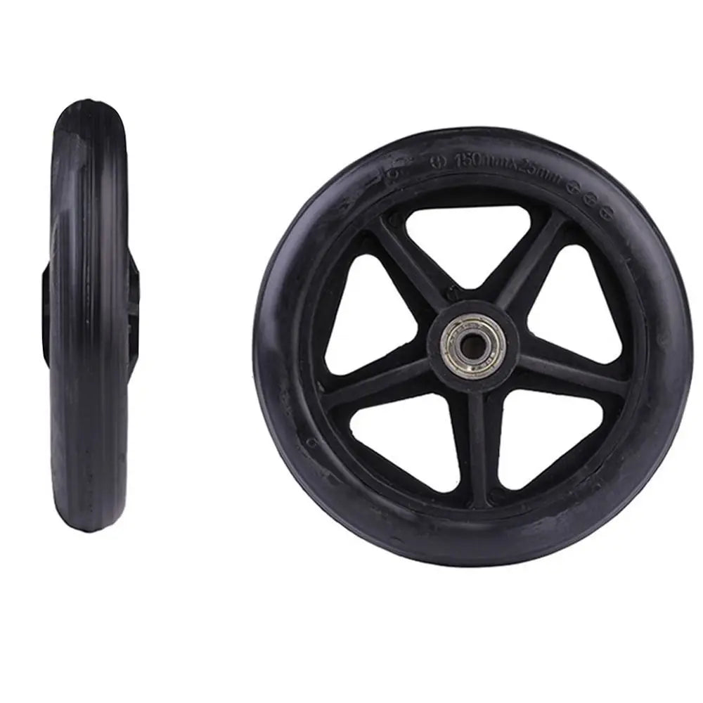 Heavy-Duty Flexible Solid Tire Replacement Wheels for Wheelchairs - Available in 6, 7, and 8 Inches