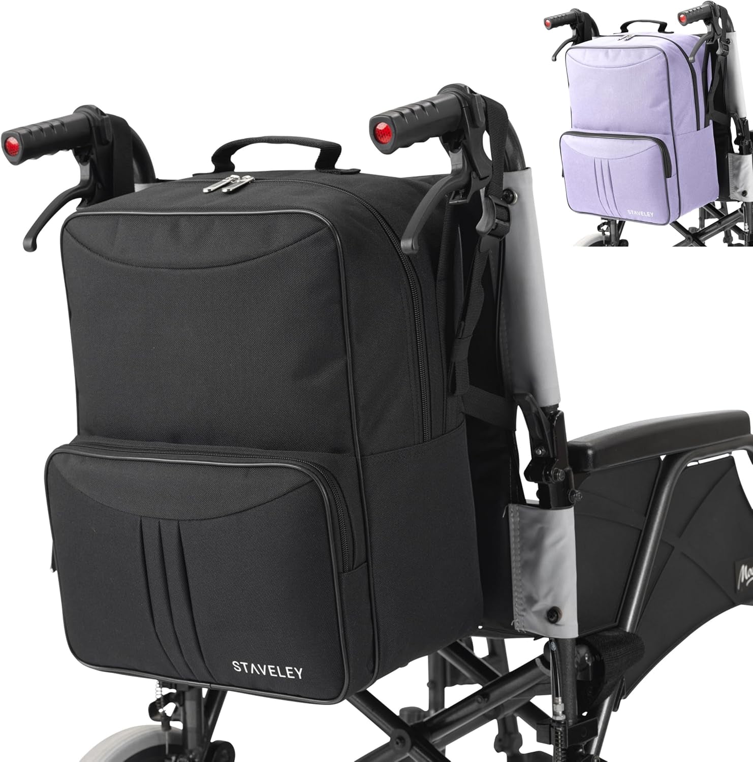 Wheelchair Bag | Wheelchair Backpack and Wheelchair Bags for Back of Chair | Electric Wheelchair Storage Bag Accessories for Daily Travel and Shopping (Black)