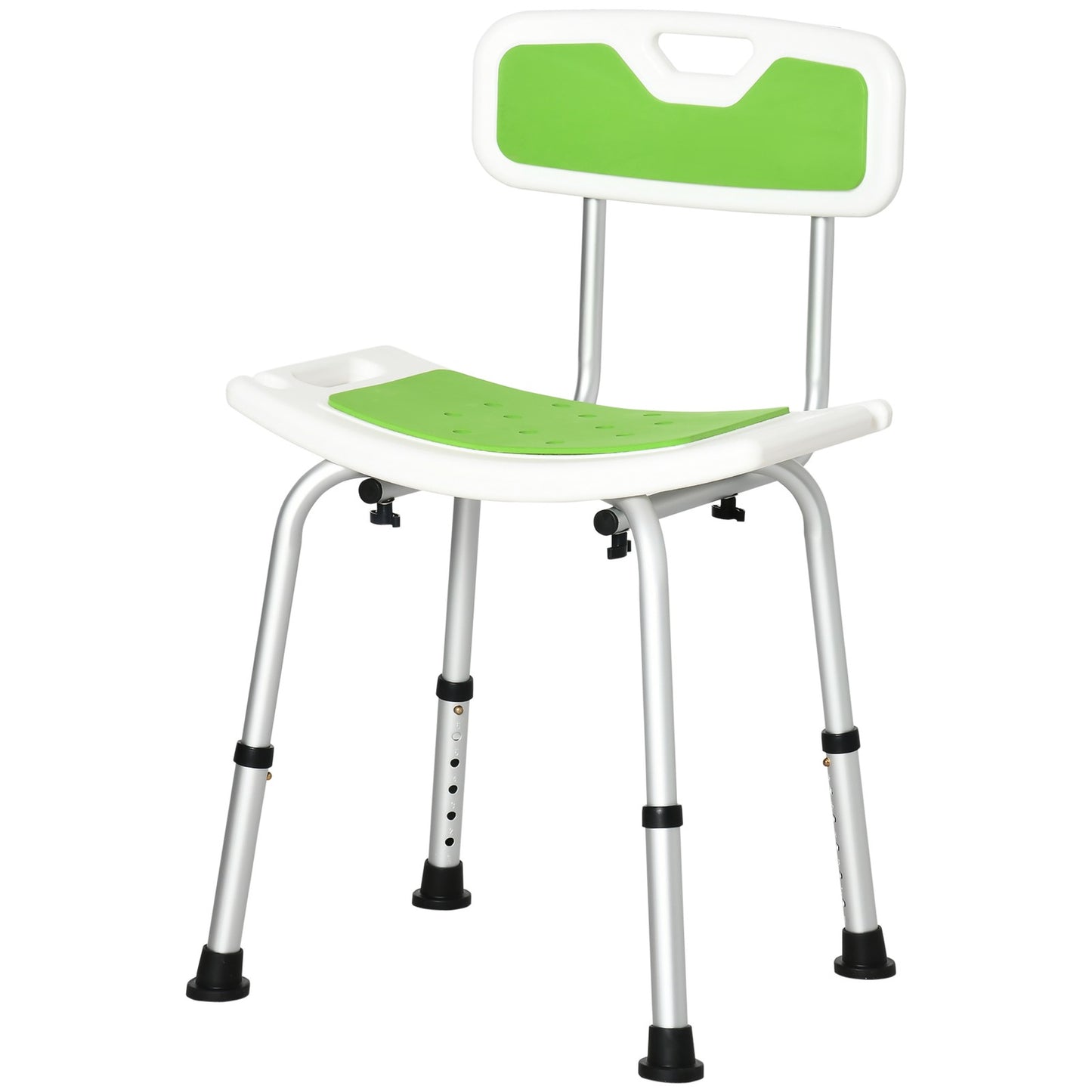 HOMCOM Shower Stool for Elderly Disabled Adjustable Shower Stool Green