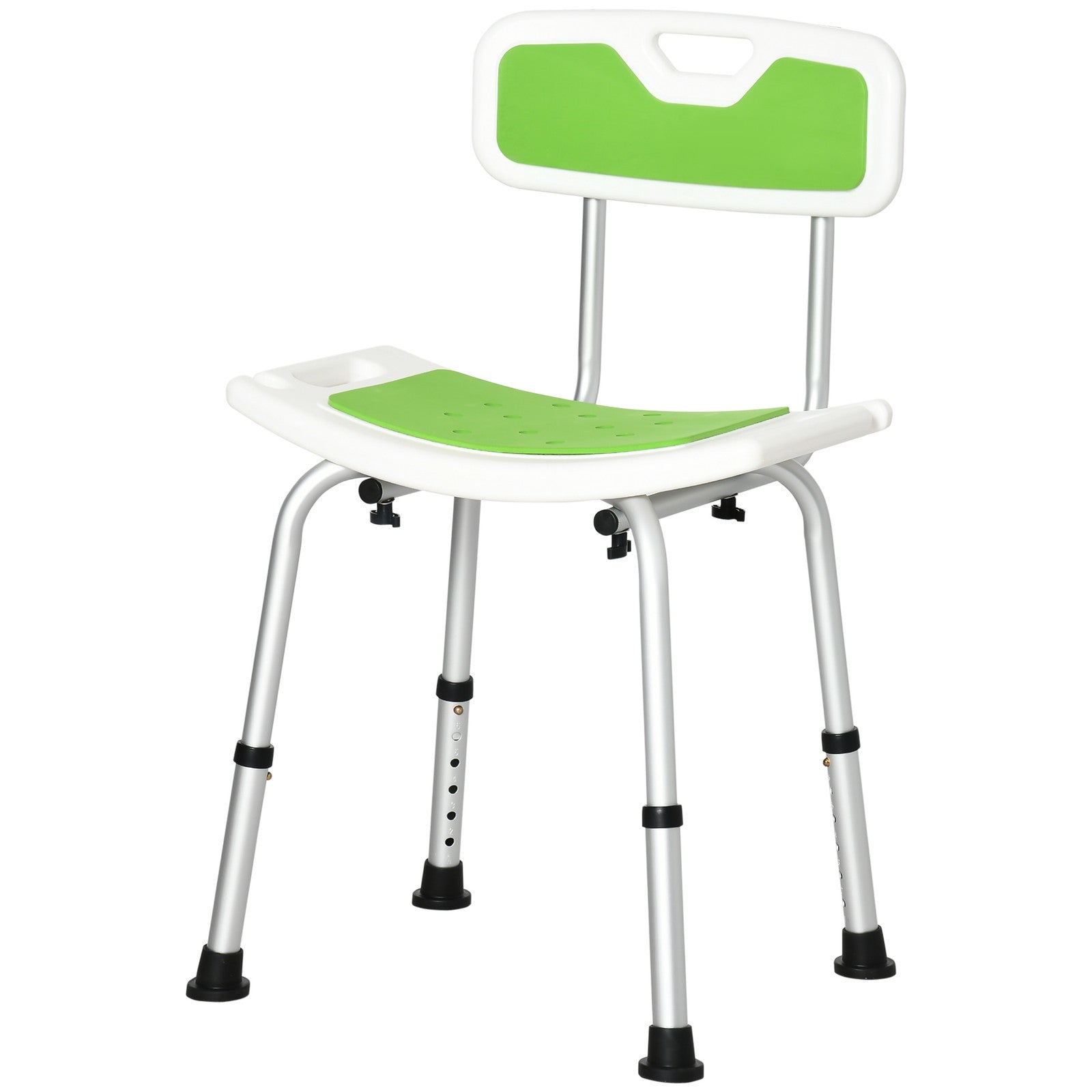 HOMCOM Shower Stool for Elderly Disabled Adjustable Shower Stool Green