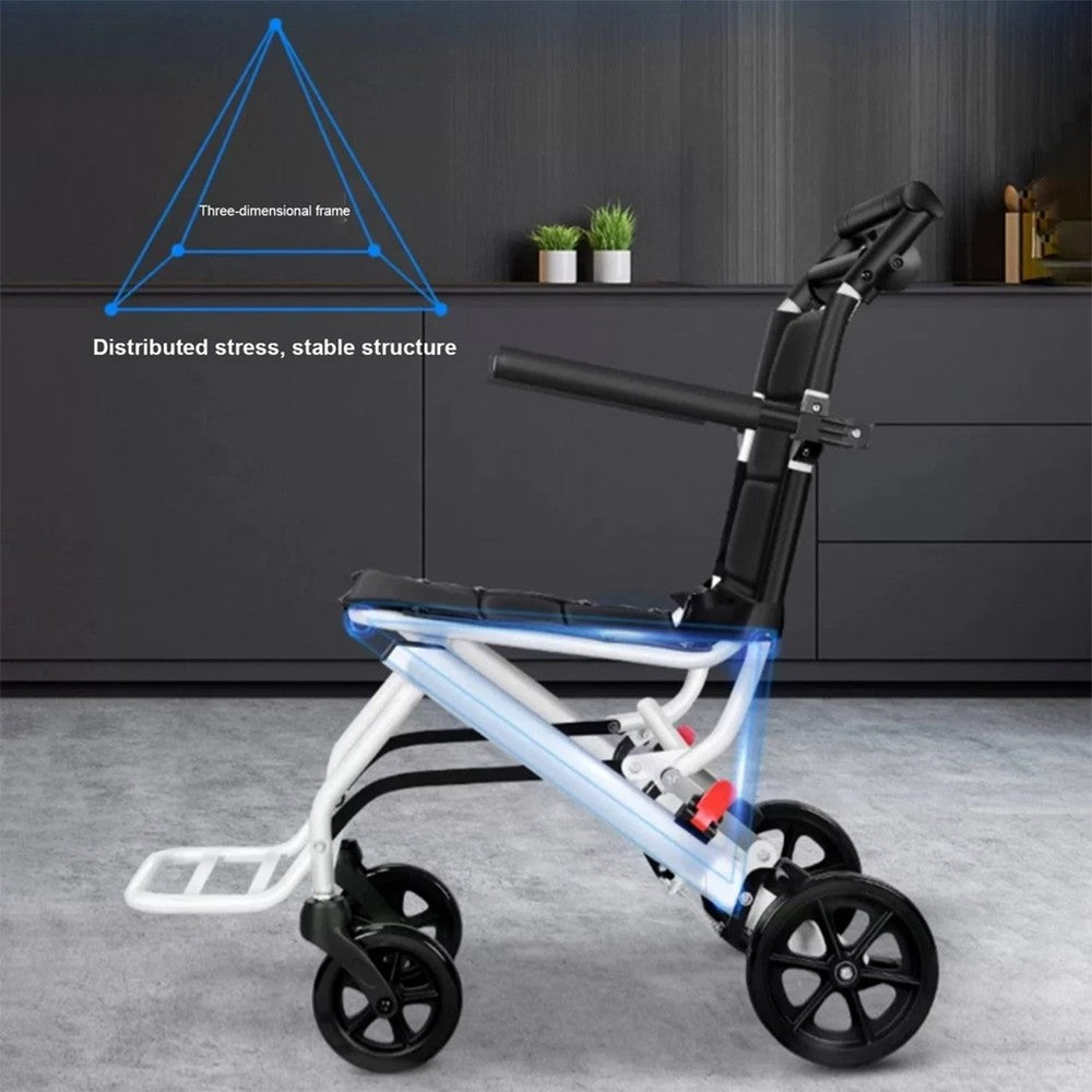 Folding Wheelchair Lightweight Portable Wheelchair with Adjustable Safety Strap