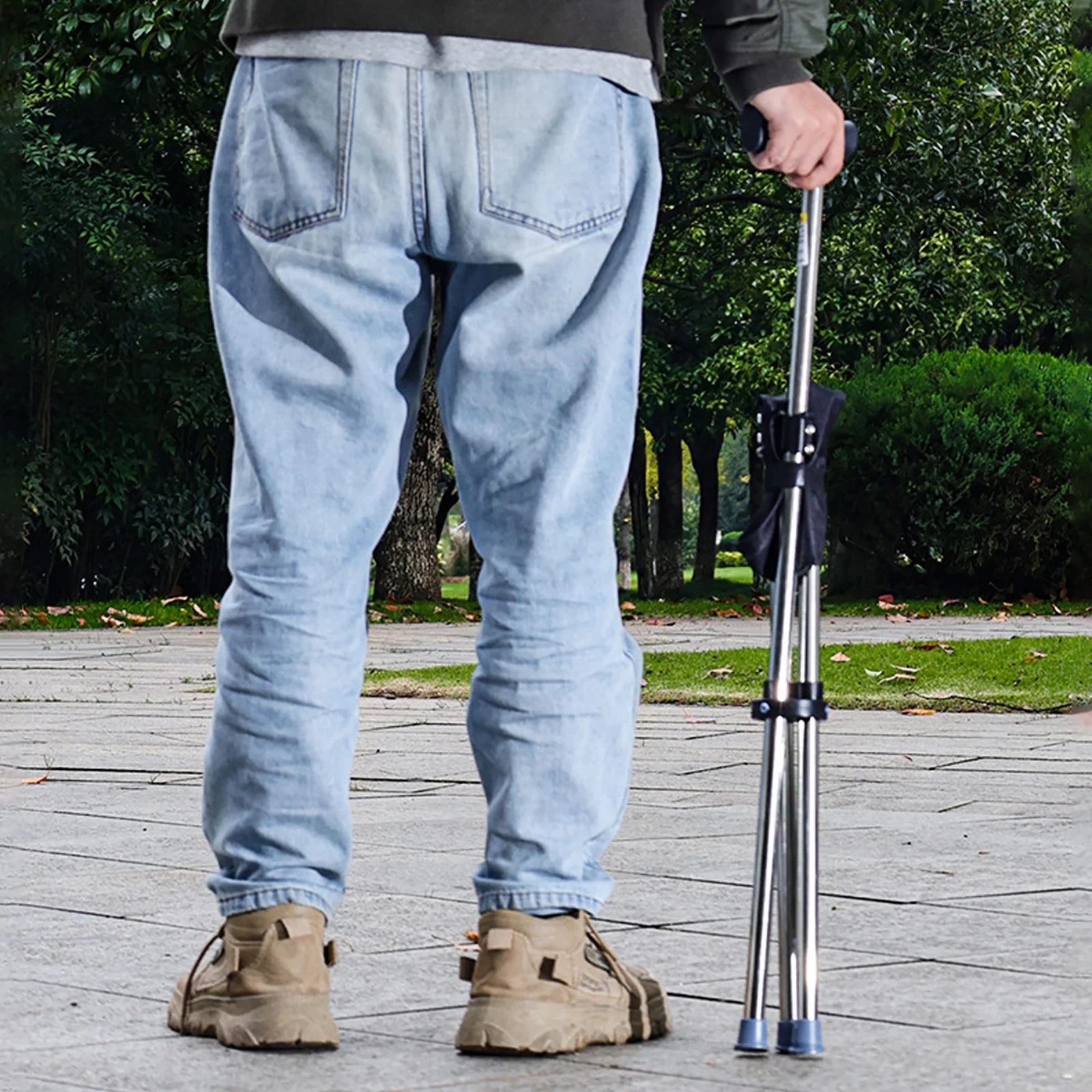 Foldable Walking Cane with Chair 2-In-1 Walking Stick for Elderly Unisex (Black)