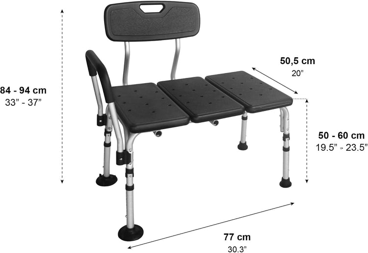 Bath Transfer Bench, Seat for Elderly and Disabled, Black