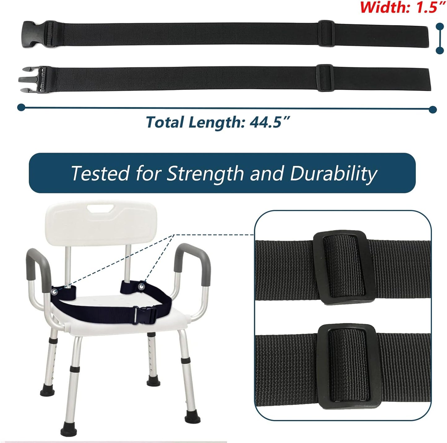 Elderly Shower Chair Seat Anti-Slip Belt, Bath Bench Buckle Strap Nursing Care Supplies for Disabled Bedridden Patient (1.5"W, Black)