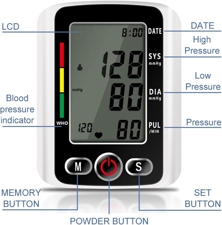 Blood Pressure Machine, Blood Pressure Monitors with Dual User Mode 2 X 99 Memories, Upper Arm Blood Pressure Monitors, Blood Pressure Machine for Home Use (Cuff 22-32Cm)
