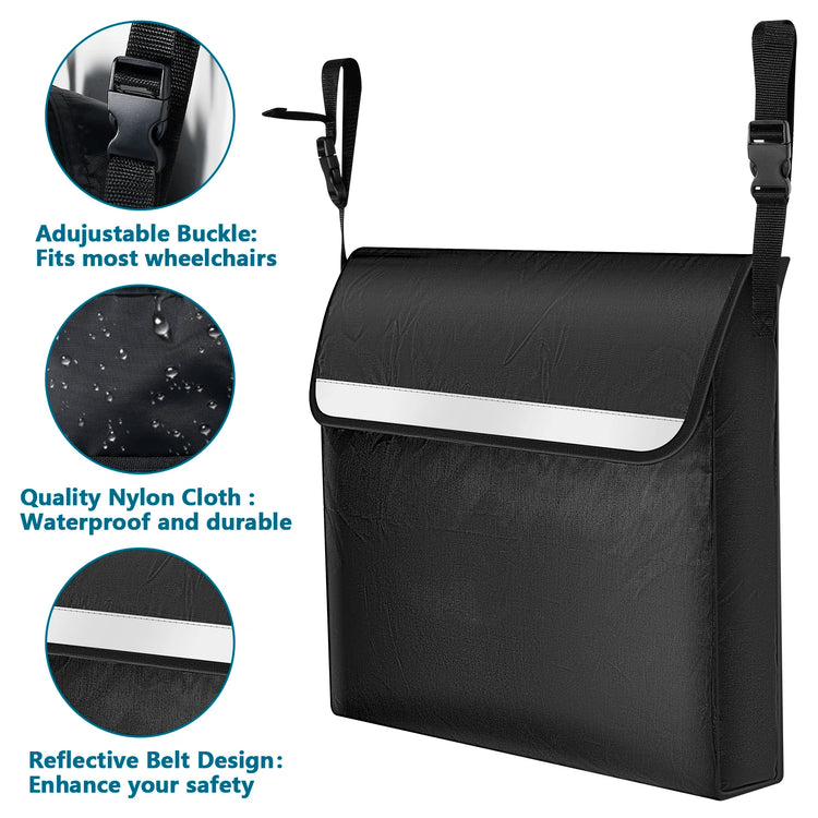 Wheelchair Bag Waterproof Wheelchair Pouch with Secure Reflective Strip Large Capacity Multifunctional Disabled Aid Carry Bag