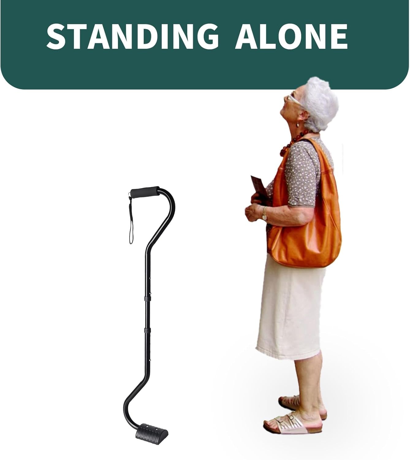 Stair Climbing Cane with Leg Lifter, Adjustable Mobility Aid for Seniors | Stair Climbing Assist Cane with Foot Platform. Compact Foldable Design. Fits 5' to 6'2". 280Lb Capacity. Great for Seniors.
