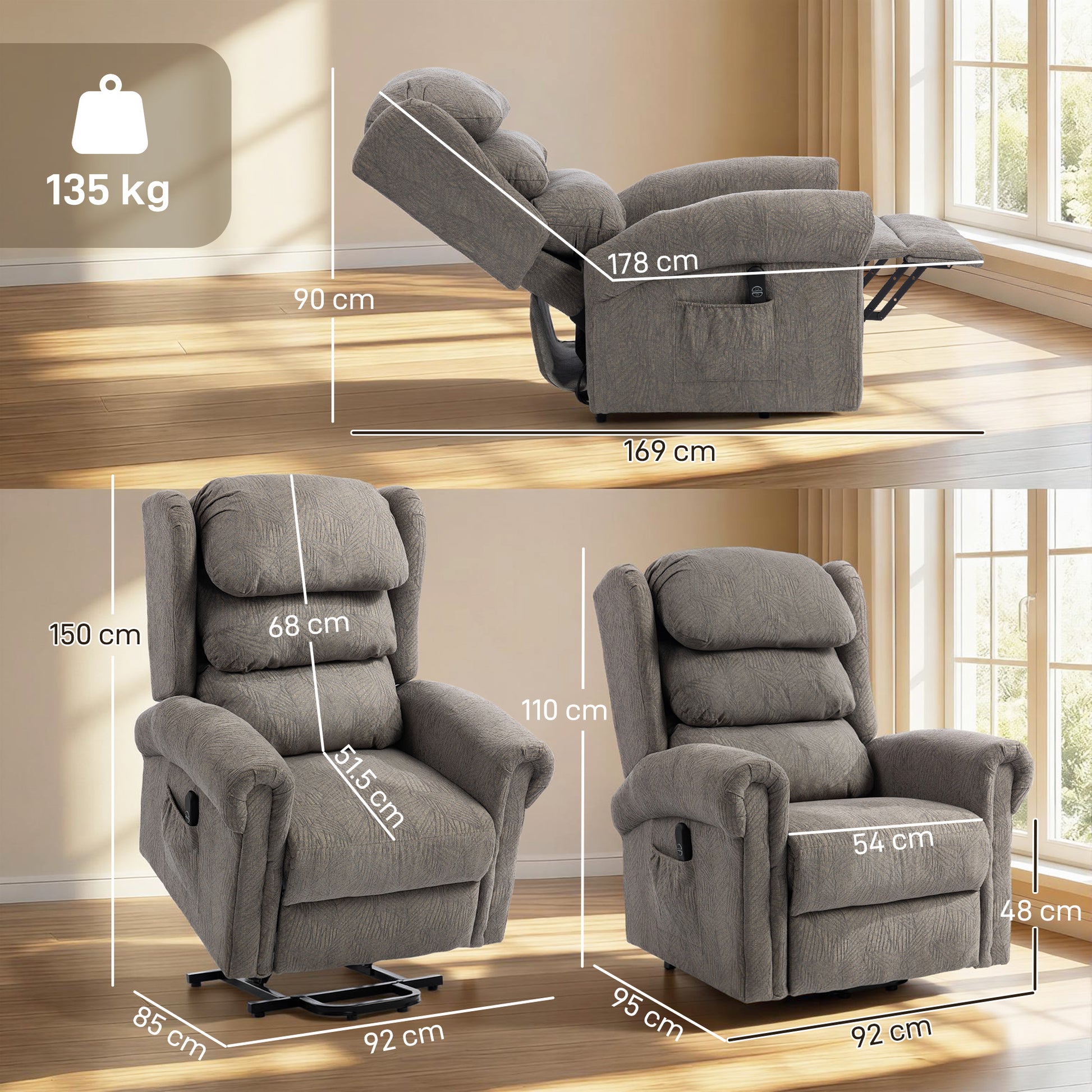 Power Lift Recliner Chair with Remote Control for Elderly