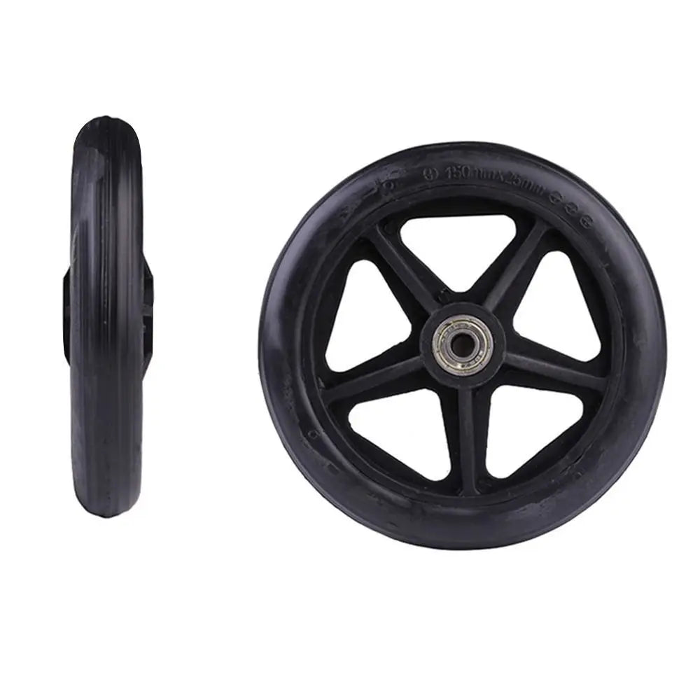 Heavy-Duty Flexible Solid Tire Replacement Wheels for Wheelchairs - Available in 6, 7, and 8 Inches