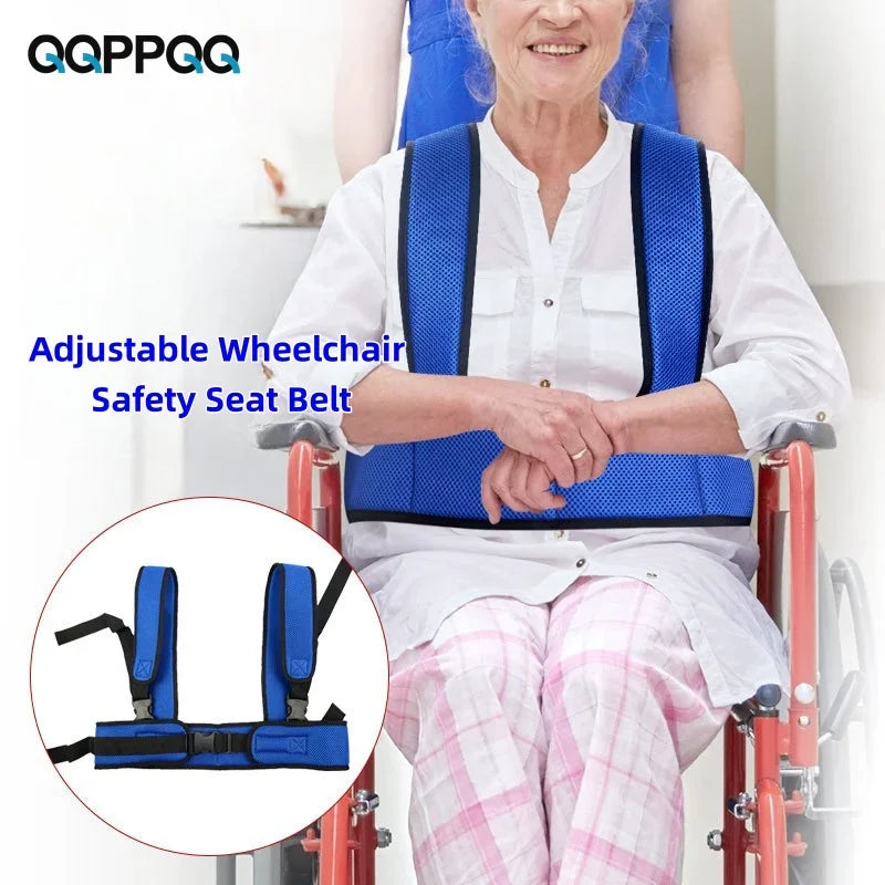 Adjustable Wheelchair Safety Seat Belt with Shoulder Straps - Patient Harness Vest