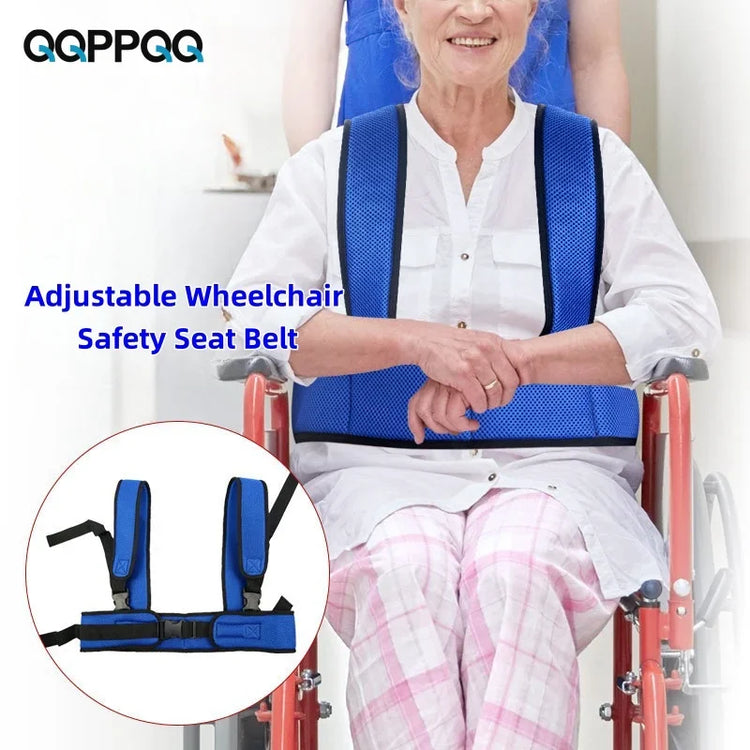 Adjustable Wheelchair Safety Seat Belt with Shoulder Straps - Patient Harness Vest