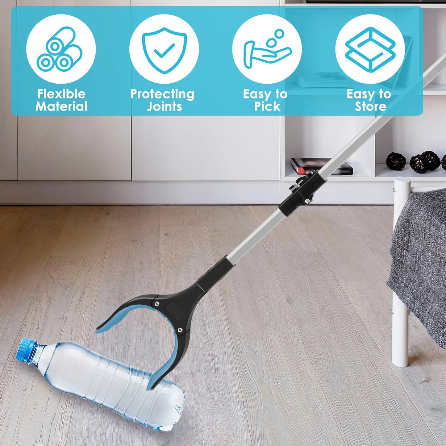 Garbage Picker Gripper with 360 ° Rotating Clip Foldable Gripper Extender Hand Tools Litter Reachers Picker with Non-Slip Jaw