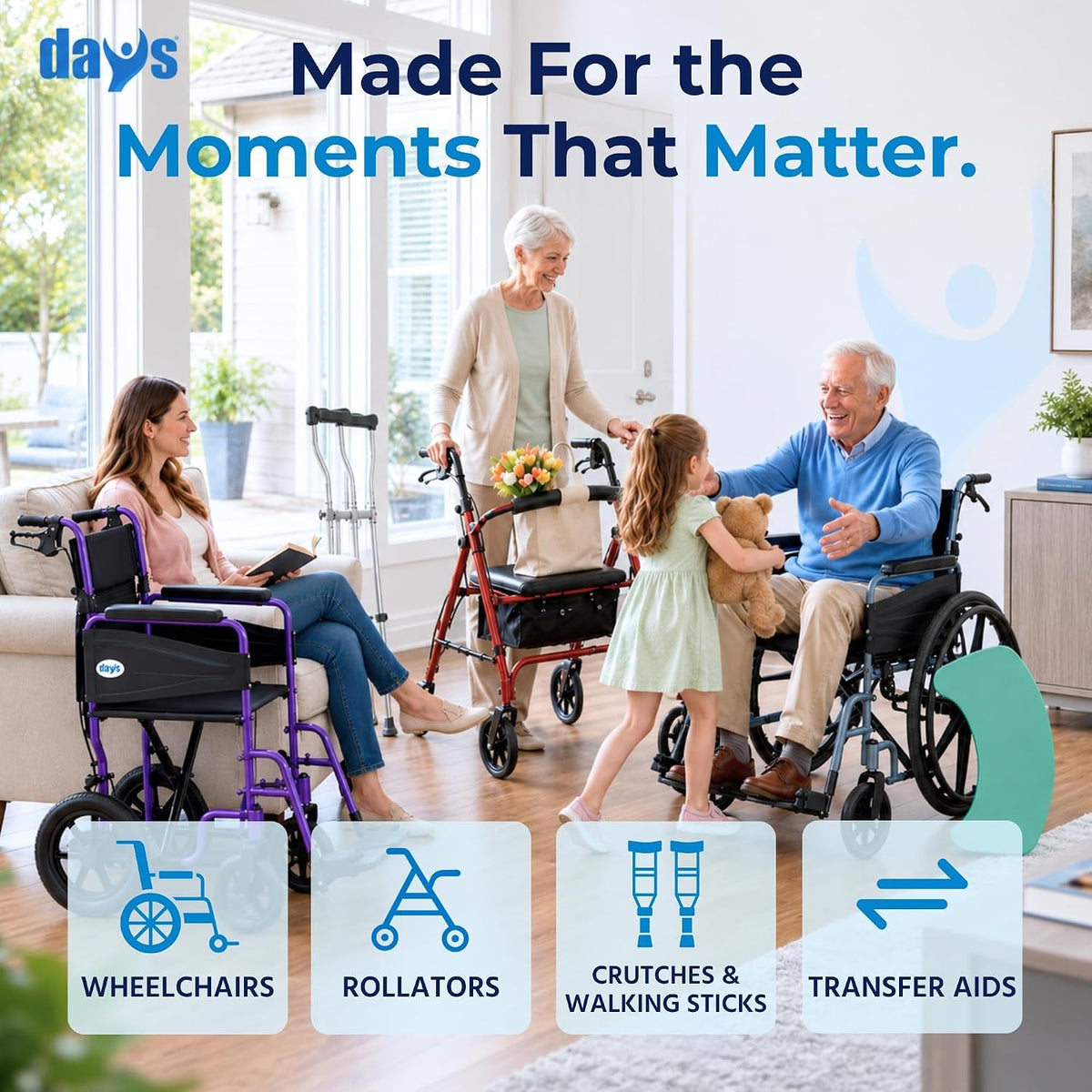 Compact Lightweight Wheelchair for Adults, Folding Wheelchair - Purple
