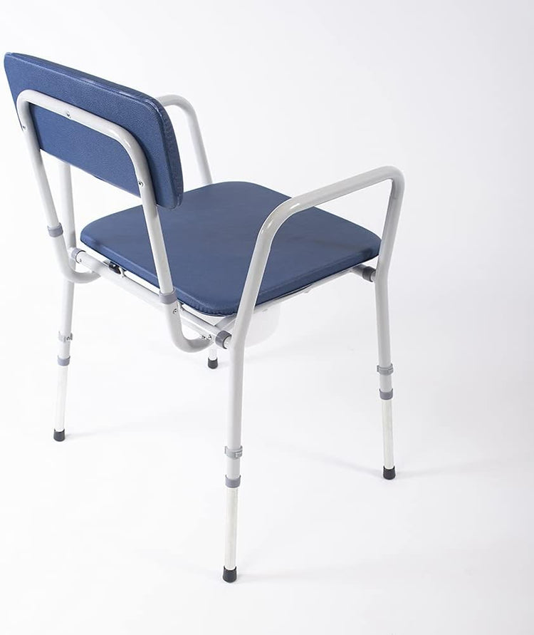 Compact Dovedale Commode with Seat & Backrest, Medium, Modern & Discreet, Height Adjustable to Suit User - Blue and White