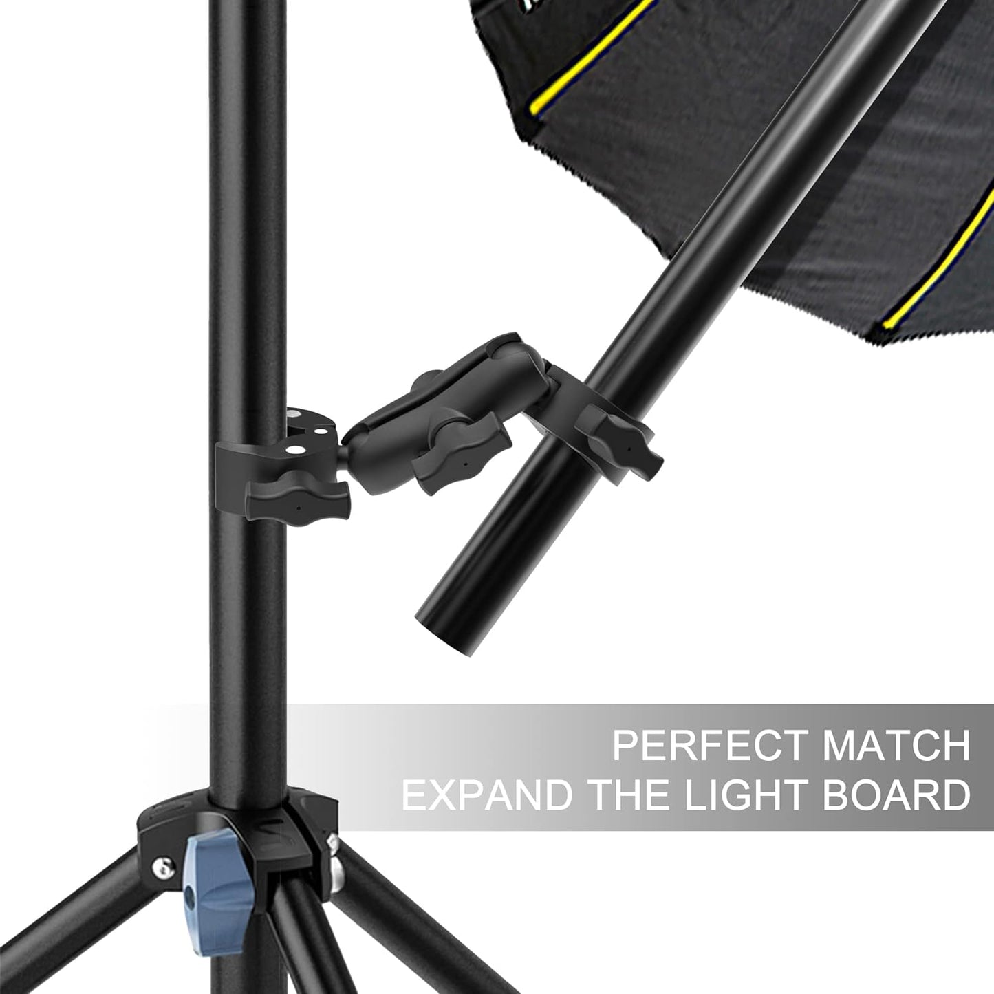 Taisioner Umbrella Holder Double Mount Clamp Bracket Monitor Magic Arm for Stroller,Wheelchair,Desk Photo Studio Light Stand,Photo Boom Stand,Cross Bars,Pole Stick Shoot Accessories Tools