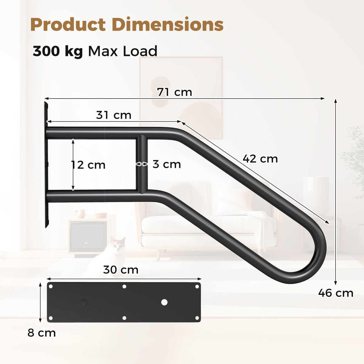 U-Shape Safety Handrail with Matte Finish for Elderly Kids