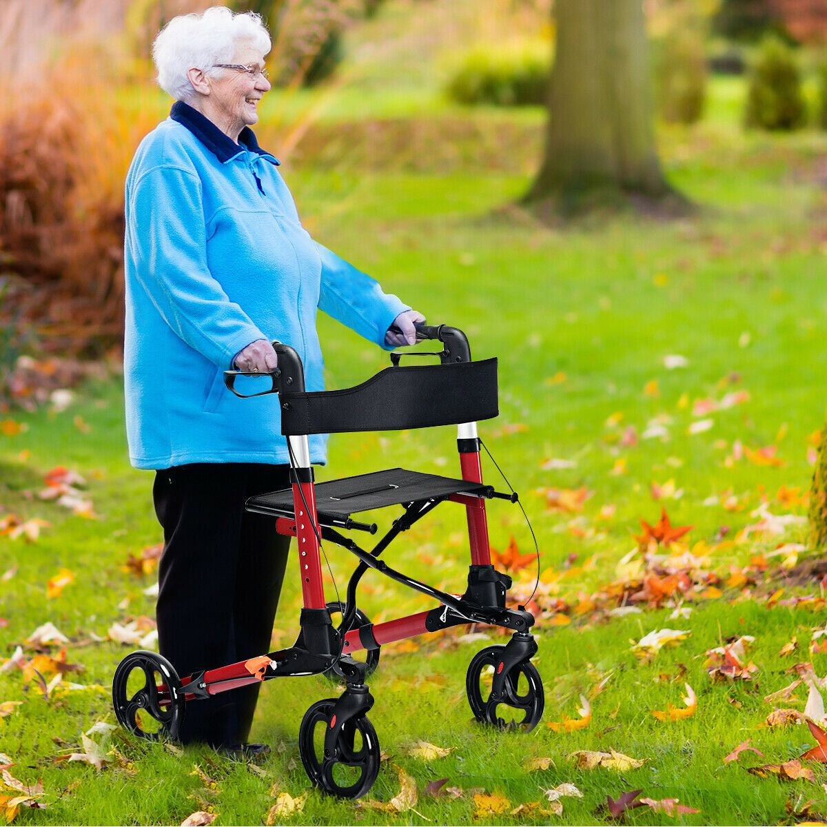 Lightweight Aluminium Folding Walking Mobility Aid with 4 Wheels