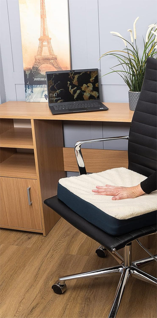 Gel Cushion with Removable Fleece Cover. Wheelchair, Scooter, Mobility, Pressure Relieving Seat Cushion, Chair, Sofa, Mobility, Elderly, Support, Comfort, Memory Foam Layer