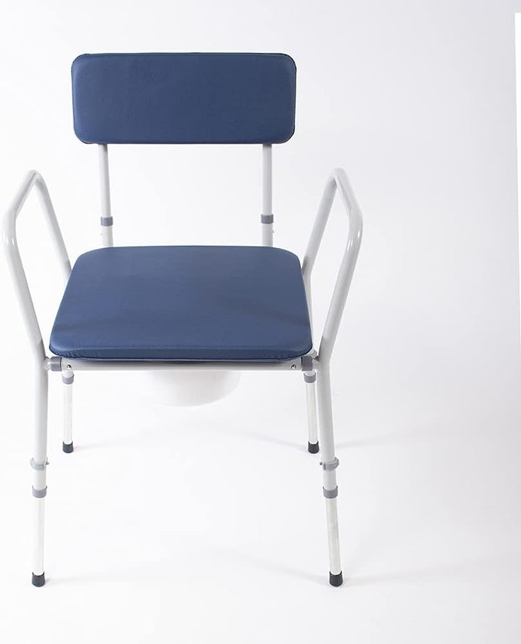 Compact Dovedale Commode with Seat & Backrest, Medium, Modern & Discreet, Height Adjustable to Suit User - Blue and White