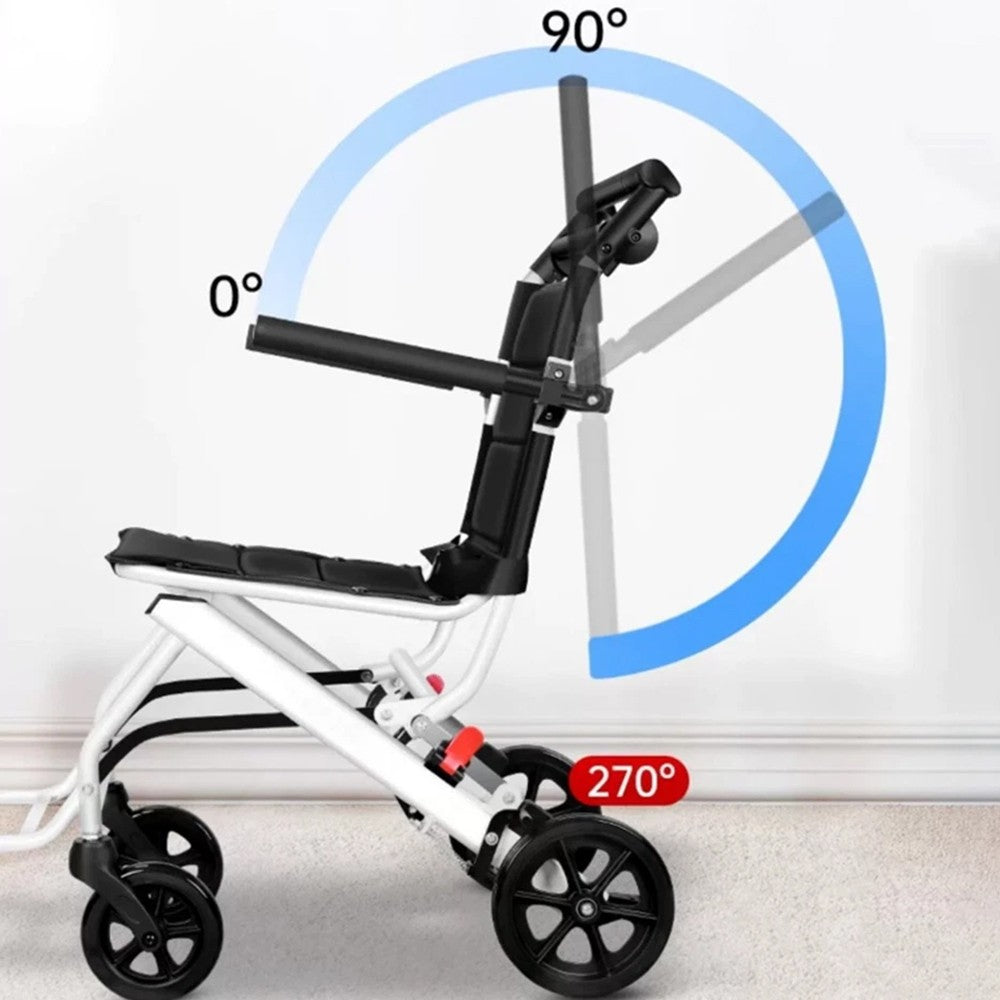 Folding Wheelchair Lightweight Portable Wheelchair with Adjustable Safety Strap