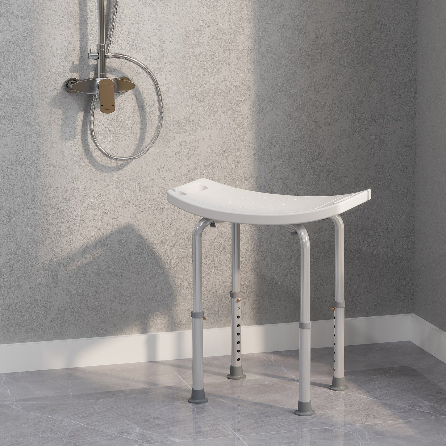 Height Adjustable Shower Stool W/ Non-Slip Foot Pads for Elderly Disabled