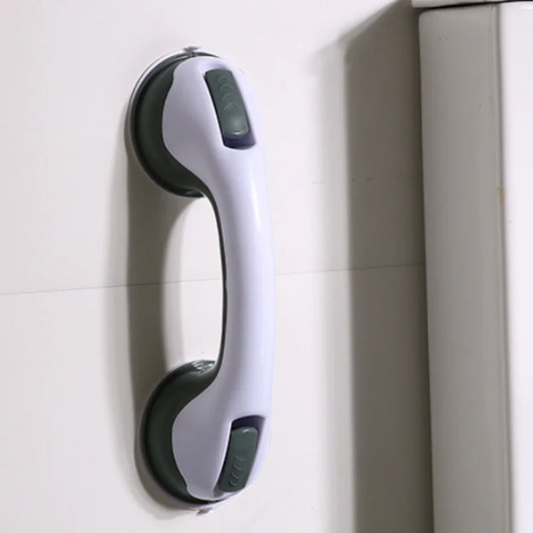 Suction cup bathroom grab bar for smooth, non-porous surfaces