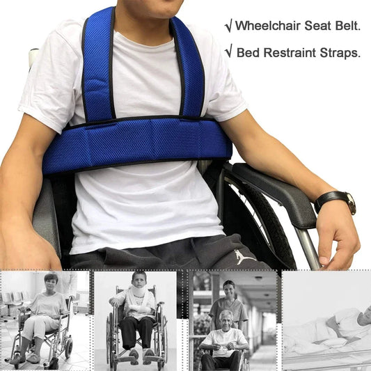 Adjustable Wheelchair Safety Seat Belt with Shoulder Straps - Patient Harness Vest