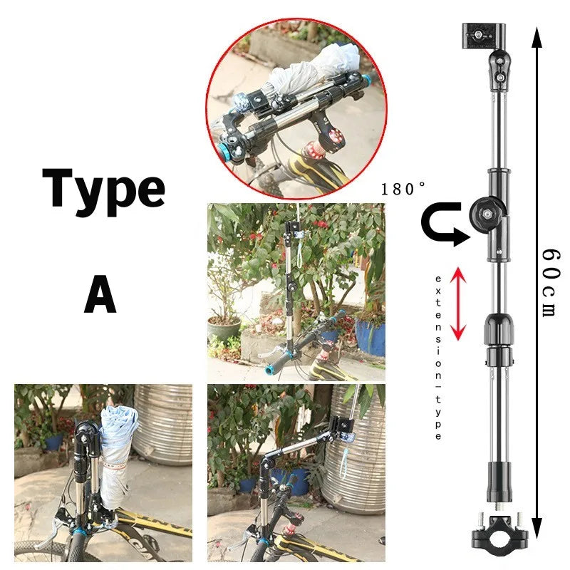 Adjustable Mount Stand Folding Umbrella Bracket Stretch Parasol Holder Wheelchair Bicycle Baby Stroller Connector Rain Gear Tool