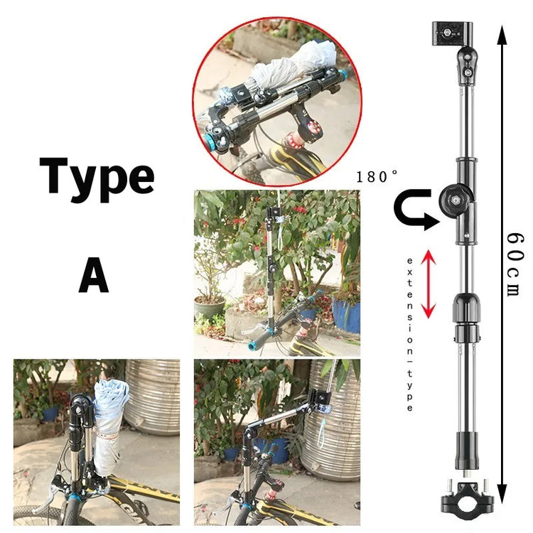 Adjustable Mount Stand Folding Umbrella Bracket Stretch Parasol Holder Wheelchair Bicycle Baby Stroller Connector Rain Gear Tool