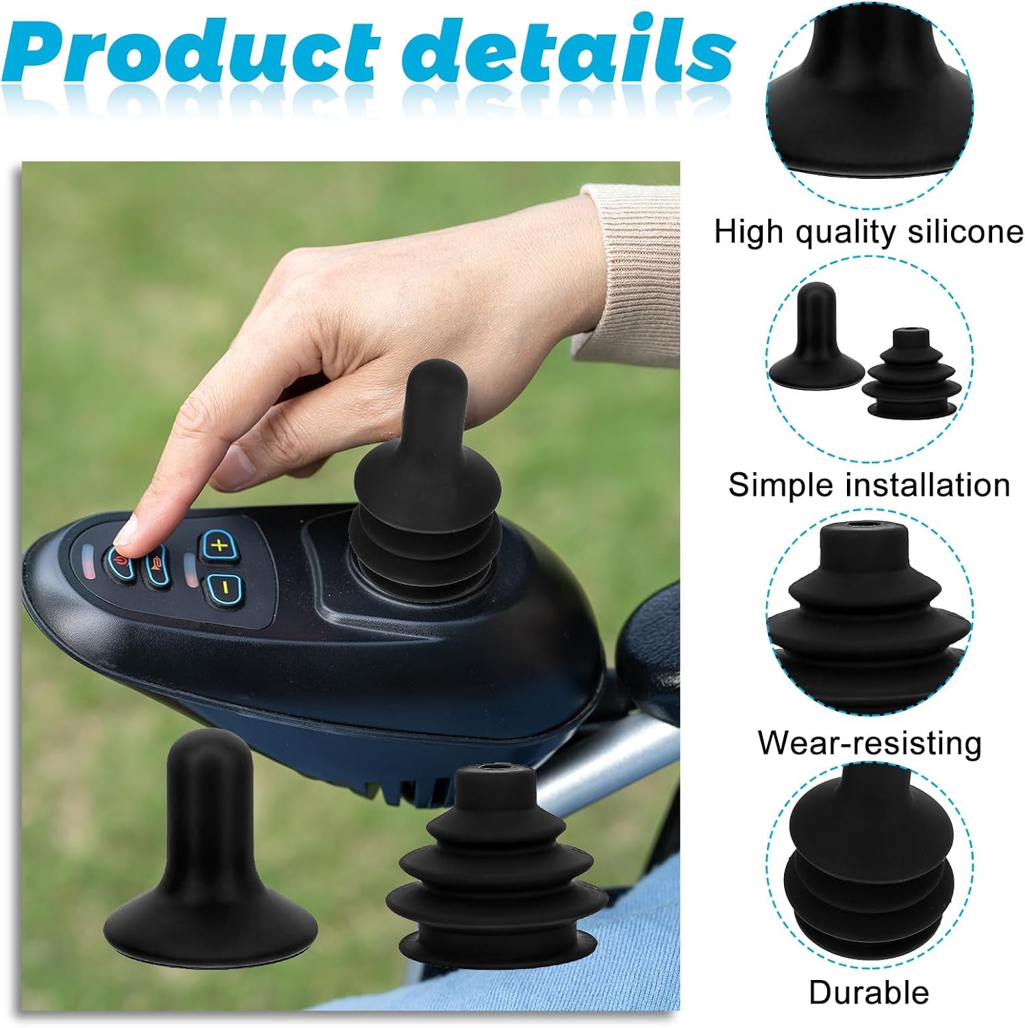2Styles Electric Wheelchair Joystick Button Cap, Rubber Wheelchair Controller Protective Cover, Universal Power Chair Knobs Protector Wheel Chair Control Knob Covers for Mobility Scooter Accessories