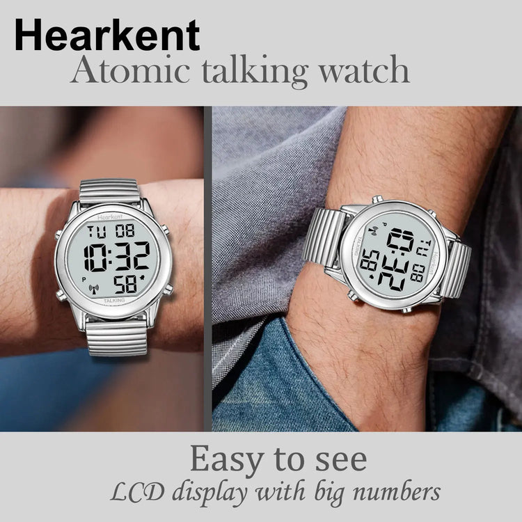 Man'S Watch for Blind Atomic Talking Watch German/English Radio Controlled Elderly Clock Watch with Alarm Wrist Watches