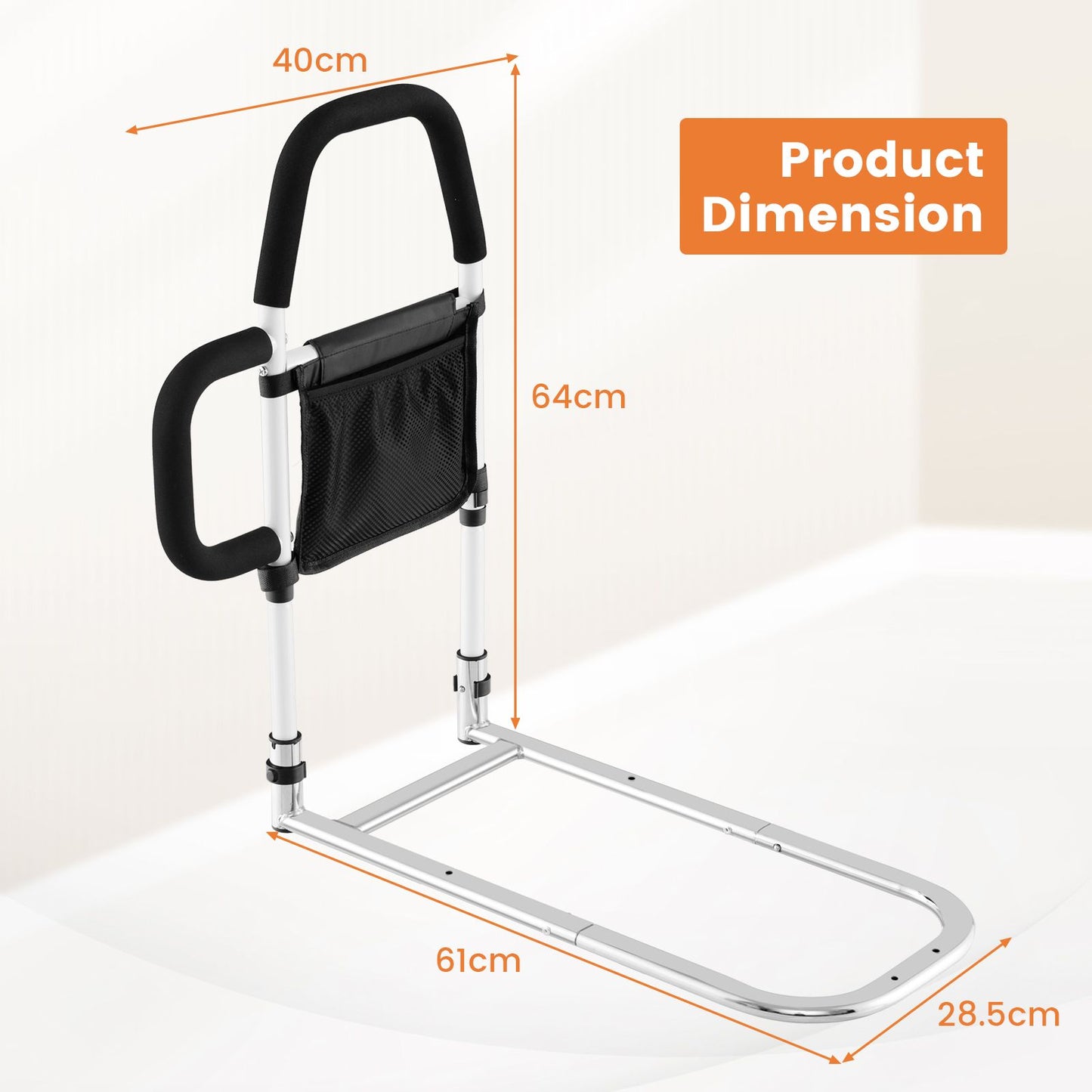 Bed Rail with Dual Handrail for Elderly Adults Support up to 300 LBS