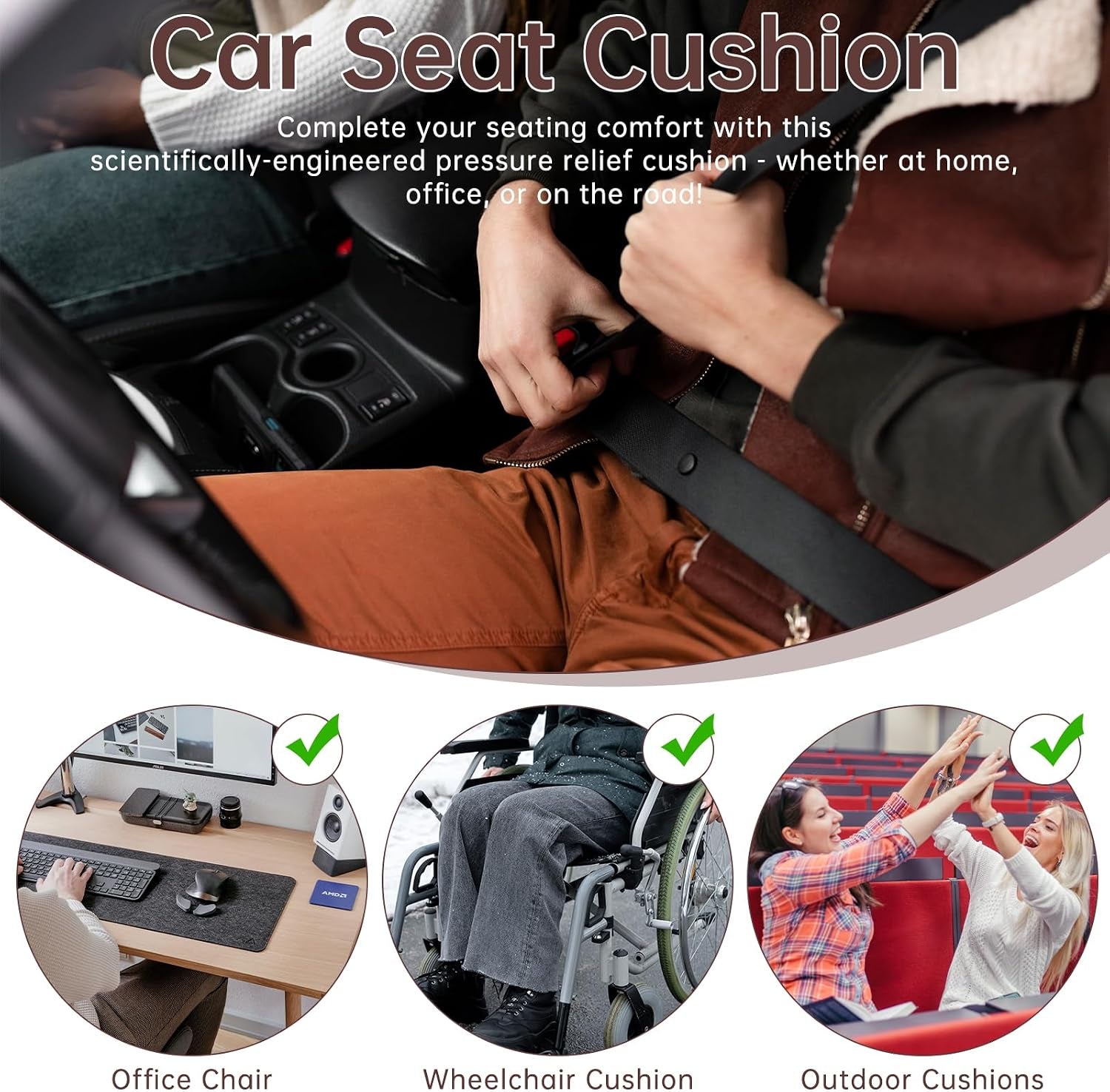 3D Honeycomb Gel Seat Cushion for Office Chair & Car Seat, 48X48Cm Cooling Pressure Relief Cushion with Breathable Support for Wheelchair Bench and Home Use